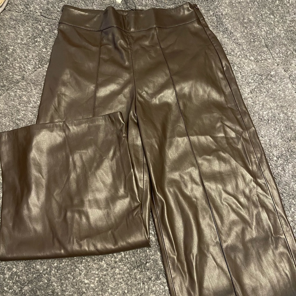 NWT Zara faux leather culottes/wide leg pants